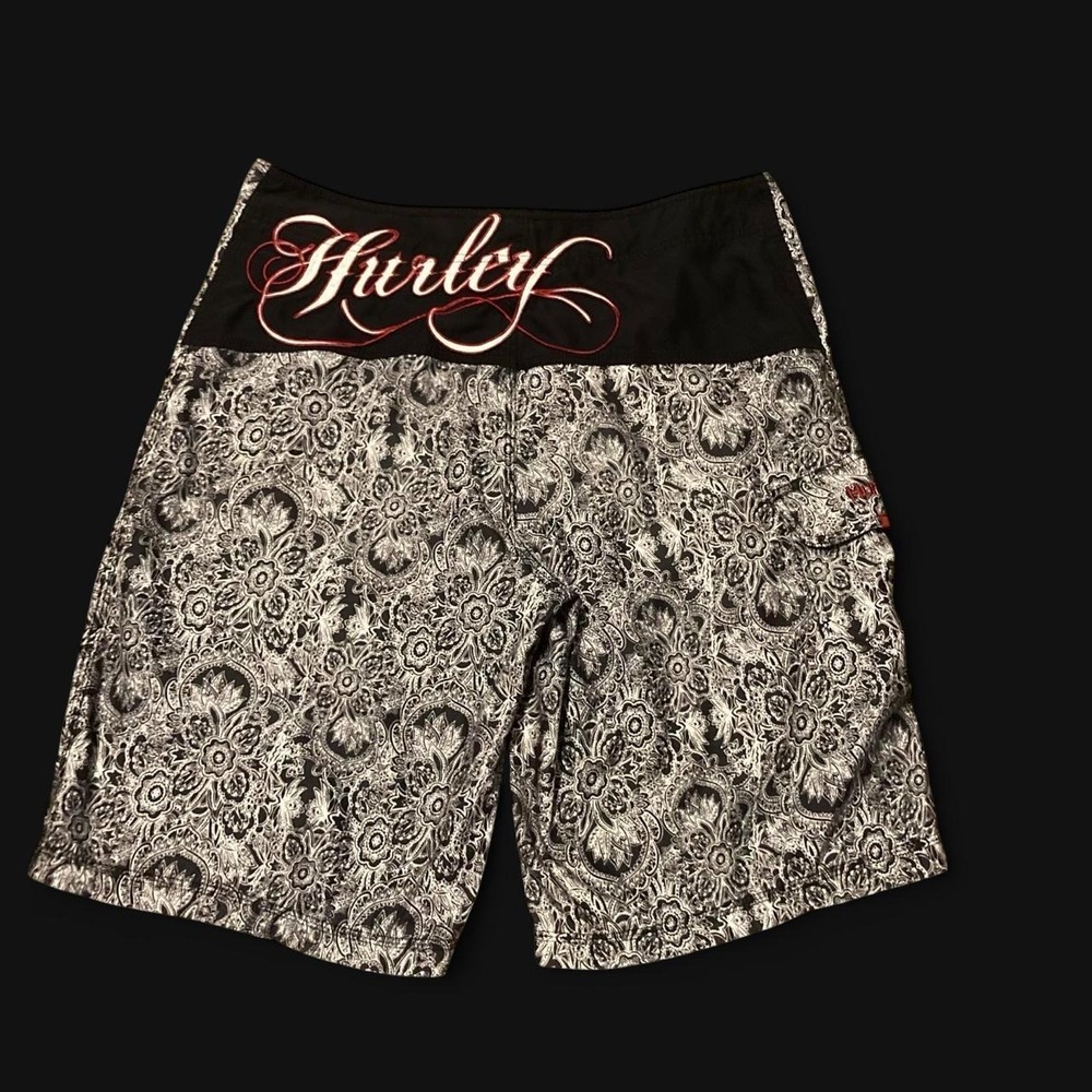 Hurley all over print embroidered board shorts y2k Spring 08' surf 36/11